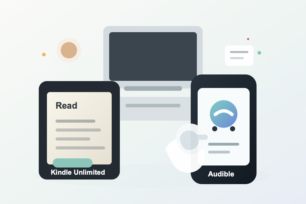 Kindle UnlimitedとAudibleを比較する読書環境のイメージ